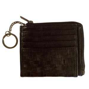 Vilenca Holland Tara Black Leather Card Case Wallet with Keychain Unisex EUC